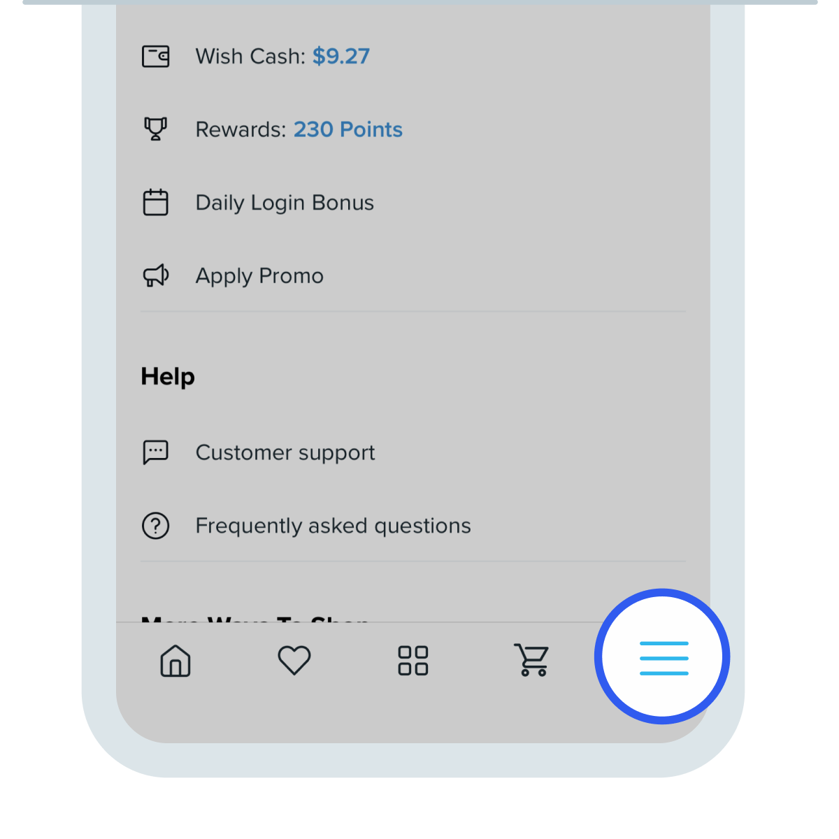Wish_app_Account_tab.png